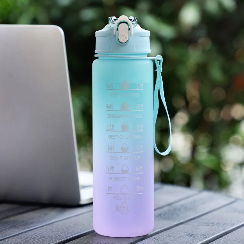 900ML Sports Water Bottle Motivational LeakProof Fitness Cup