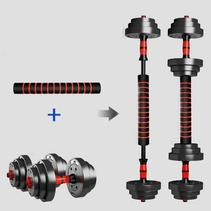 Adjustable Dumbbell to Barbell Set 5-44lbs Home Gym