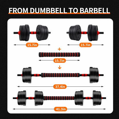 Adjustable Dumbbell to Barbell Set 5-44lbs Home Gym