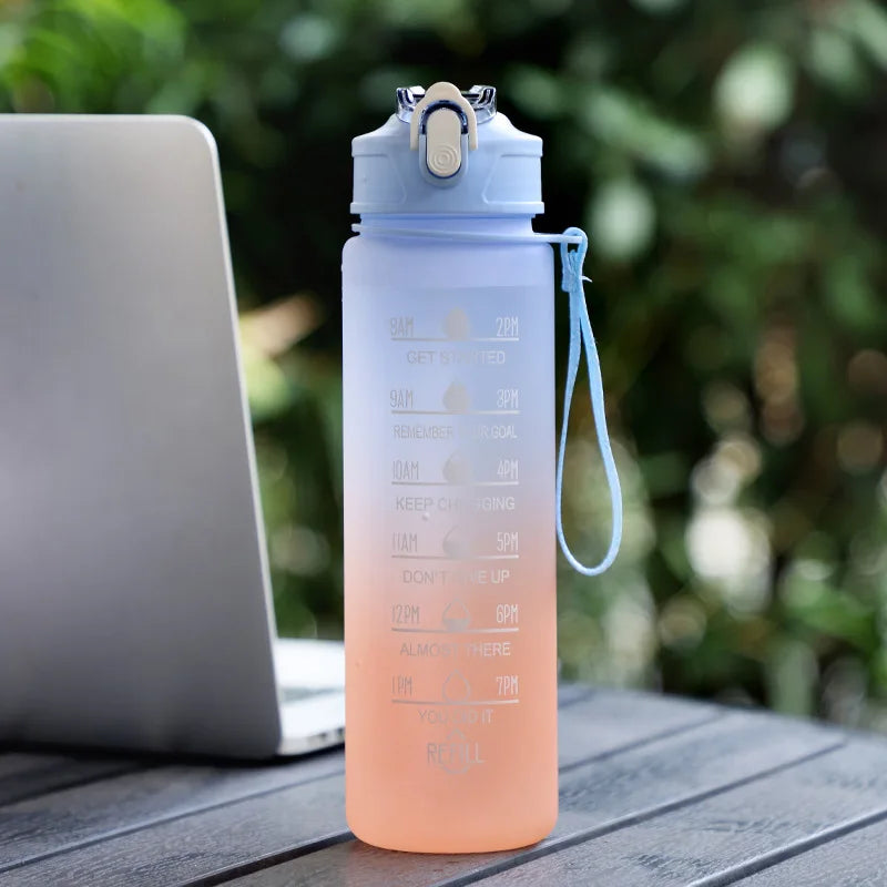 900ML Sports Water Bottle Motivational LeakProof Fitness Cup