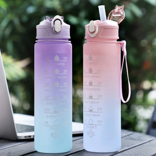 900ML Sports Water Bottle Motivational LeakProof Fitness Cup