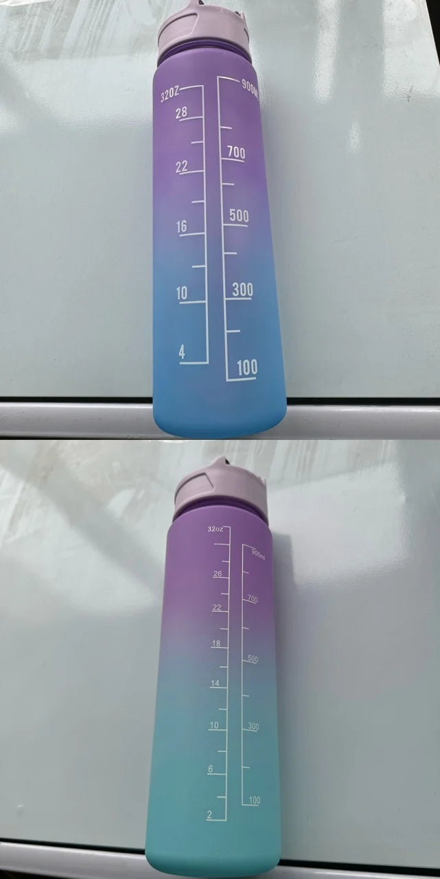 900ML Sports Water Bottle Motivational LeakProof Fitness Cup