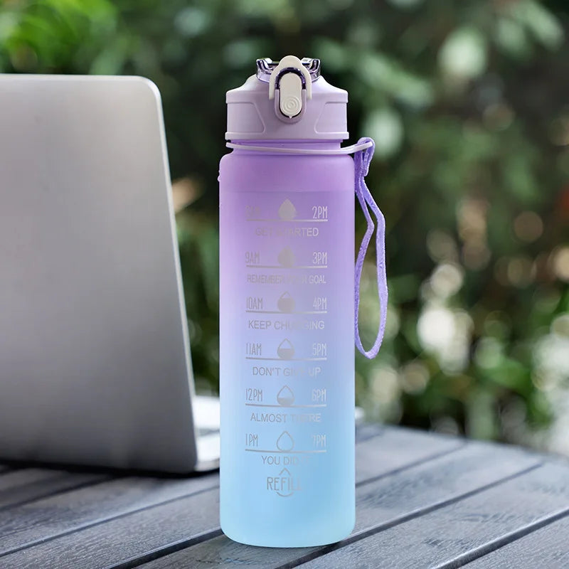 900ML Sports Water Bottle Motivational LeakProof Fitness Cup