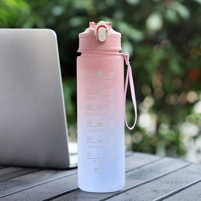 900ML Sports Water Bottle Motivational LeakProof Fitness Cup