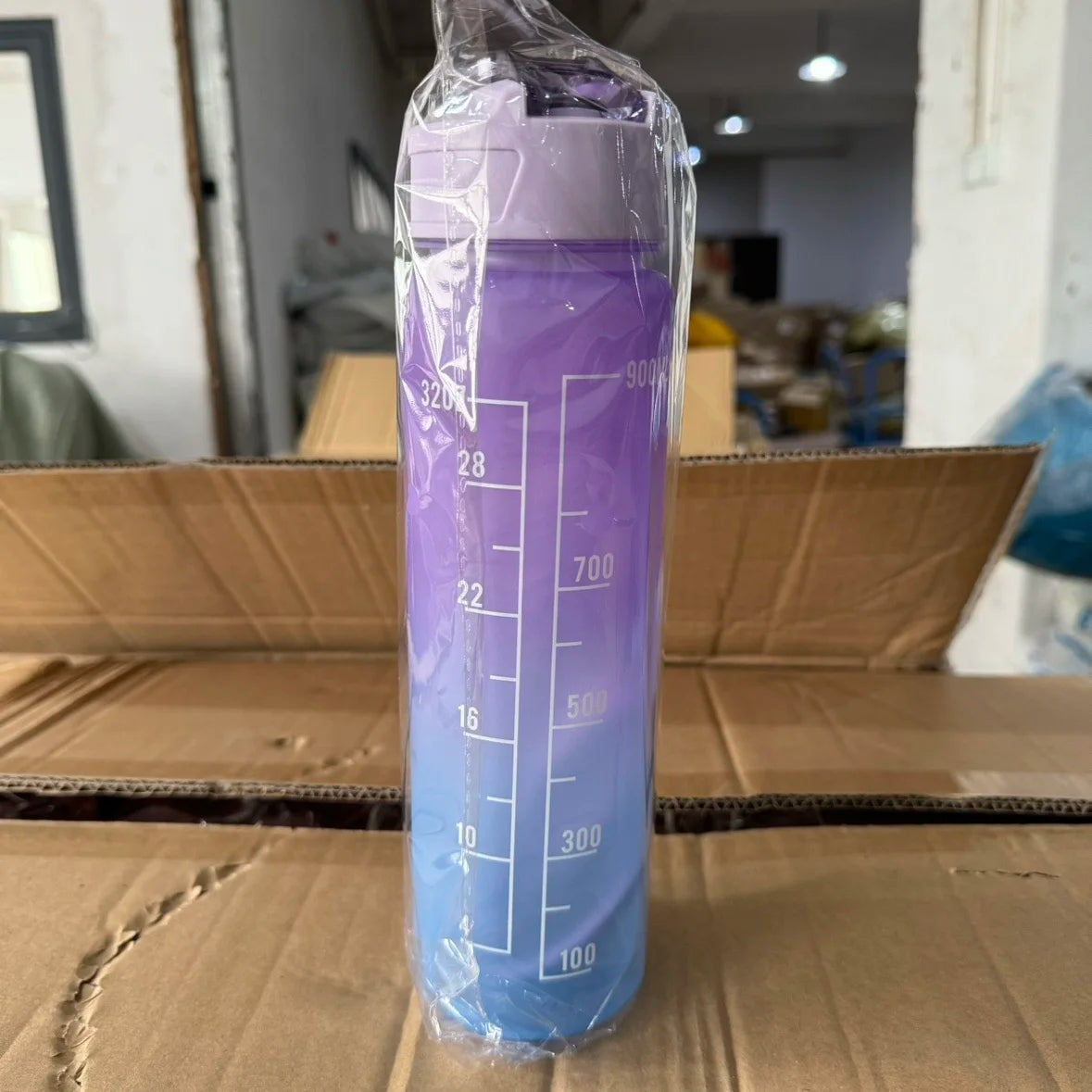 900ML Sports Water Bottle Motivational LeakProof Fitness Cup